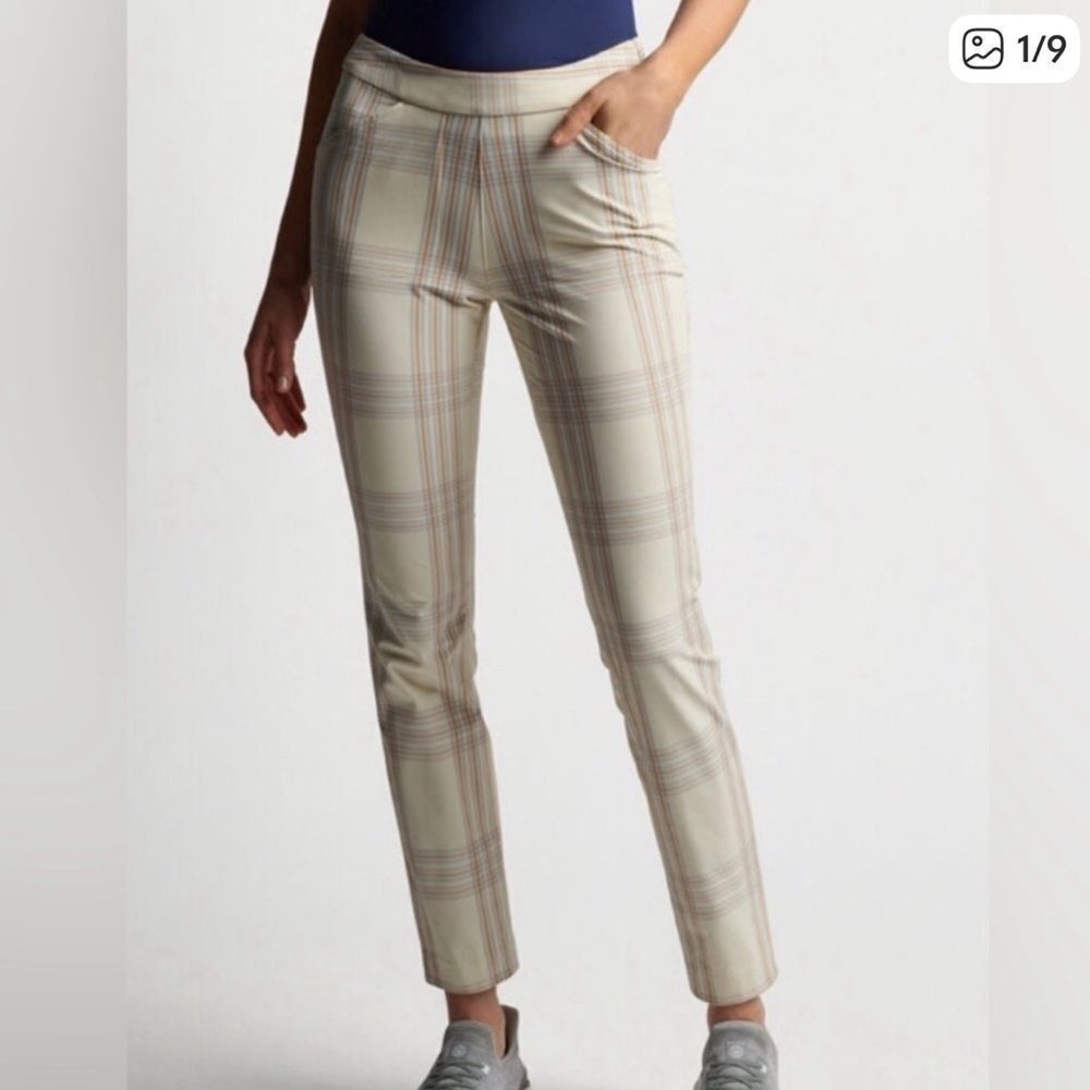 Peter Millar Dynamite Technical Plaid Performance Golf Pants Cream